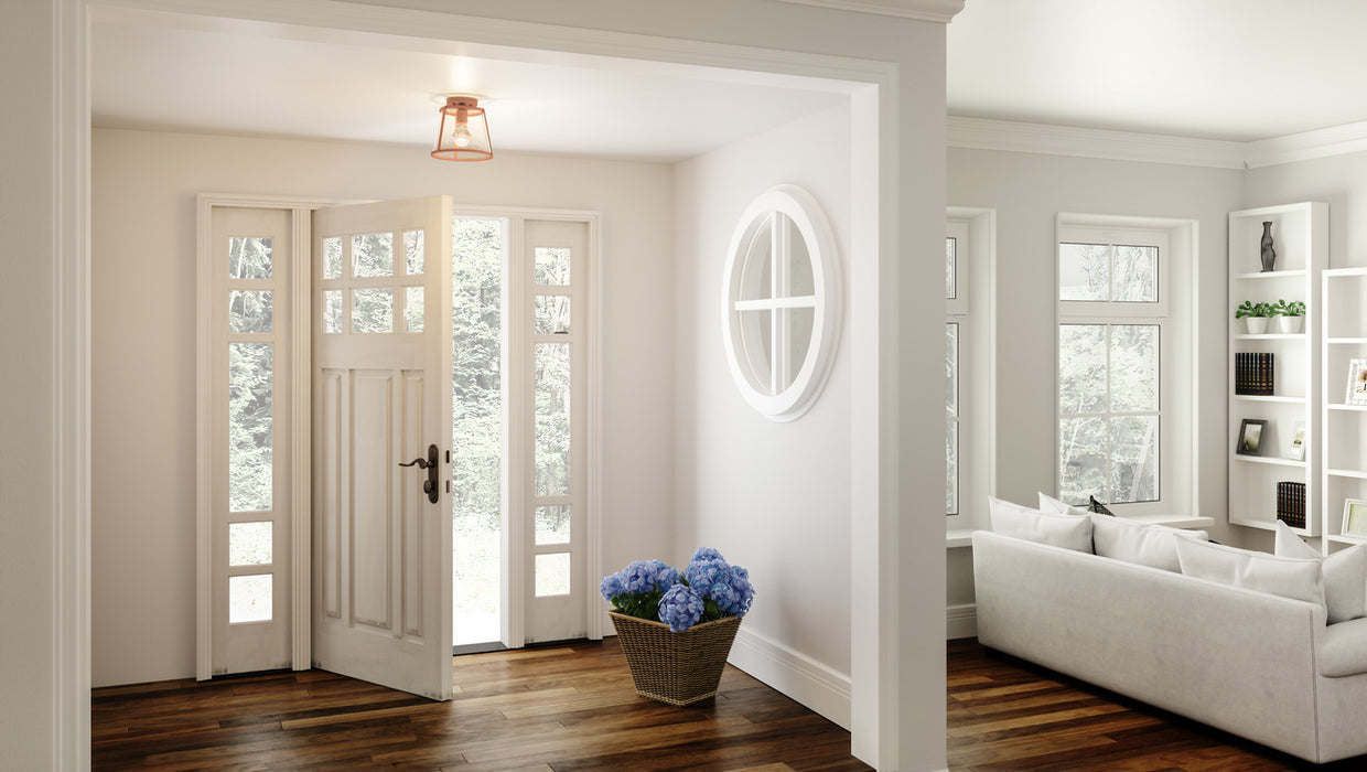 Quoizel QFL5612MRG One Light Semi Flush Mount, Matte Rose Gold