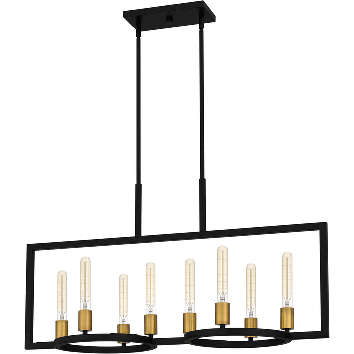 Quoizel QLC5631MBK Eight Light Island Chandelier, Matte Black