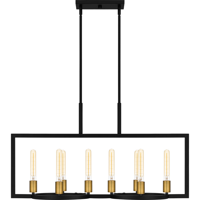 Quoizel QLC5631MBK Eight Light Island Chandelier, Matte Black