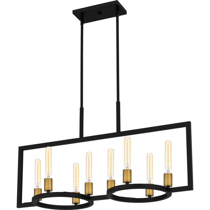 Quoizel QLC5631MBK Eight Light Island Chandelier, Matte Black