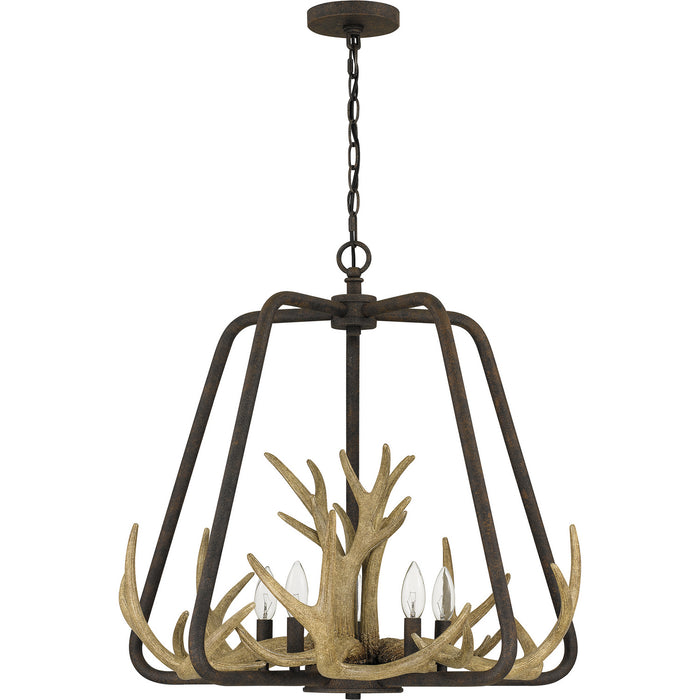 Quoizel QOP5616RK Five Light Pendant, Rustic Black