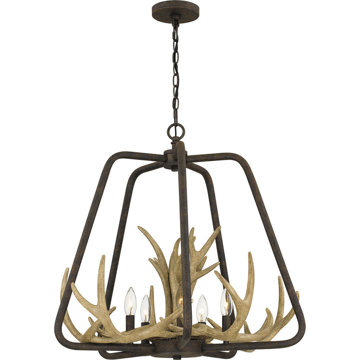 Quoizel QOP5616RK Five Light Pendant, Rustic Black