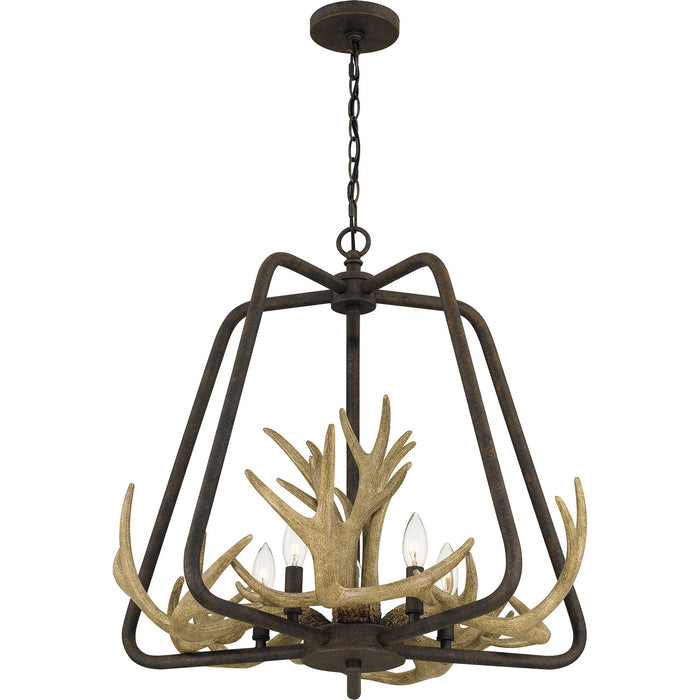Quoizel QOP5616RK Five Light Pendant, Rustic Black