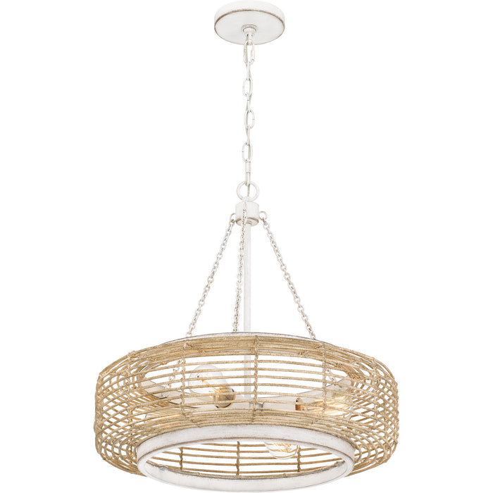 Quoizel QP5573AWH Four Light Pendant, Antique White