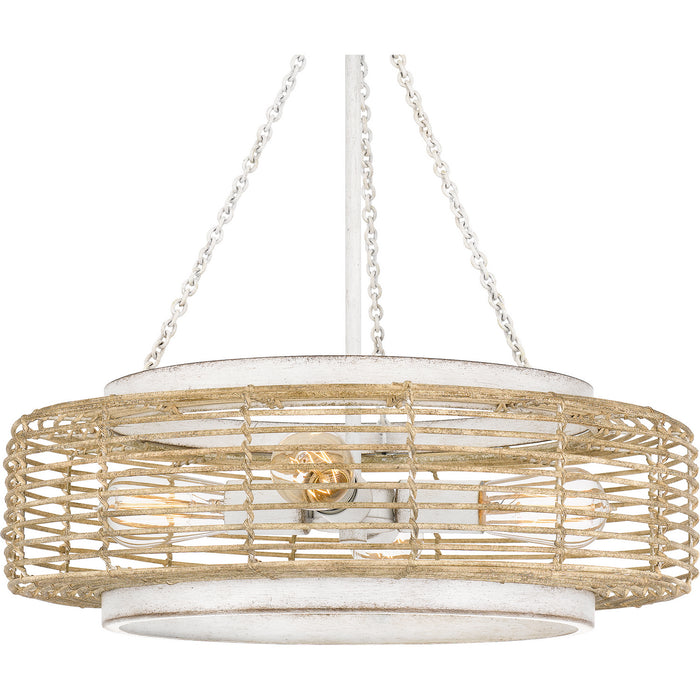 Quoizel QP5573AWH Four Light Pendant, Antique White
