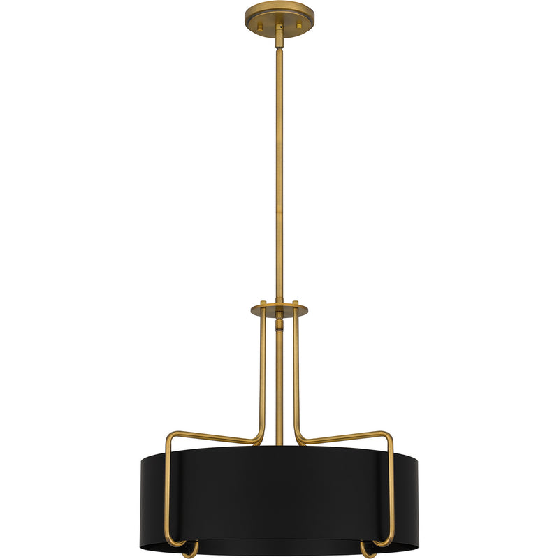 Quoizel QP5596AB Four Light Pendant, Aged Brass