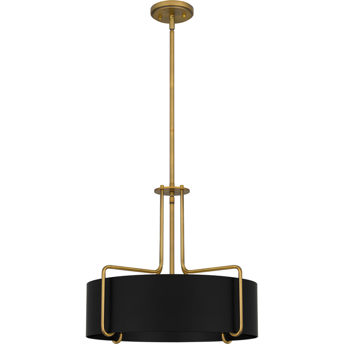Quoizel QP5596AB Four Light Pendant, Aged Brass