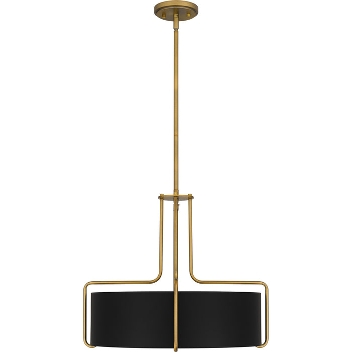 Quoizel QP5596AB Four Light Pendant, Aged Brass