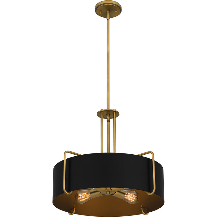 Quoizel QP5596AB Four Light Pendant, Aged Brass