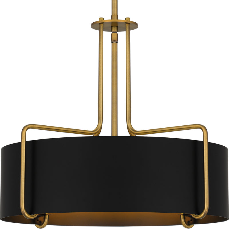 Quoizel QP5596AB Four Light Pendant, Aged Brass