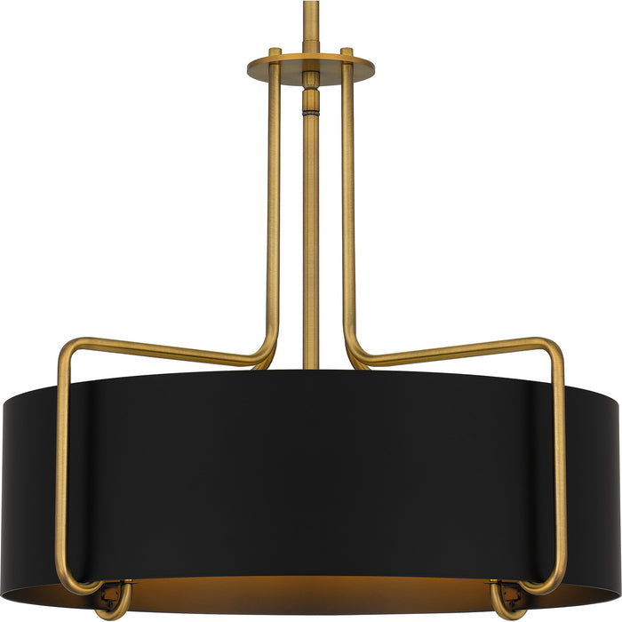 Quoizel QP5596AB Four Light Pendant, Aged Brass