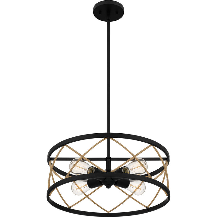 Quoizel QP5632MBK Four Light Pendant, Matte Black