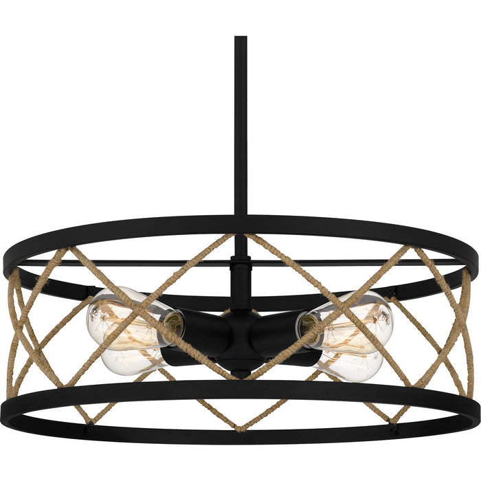 Quoizel QP5632MBK Four Light Pendant, Matte Black