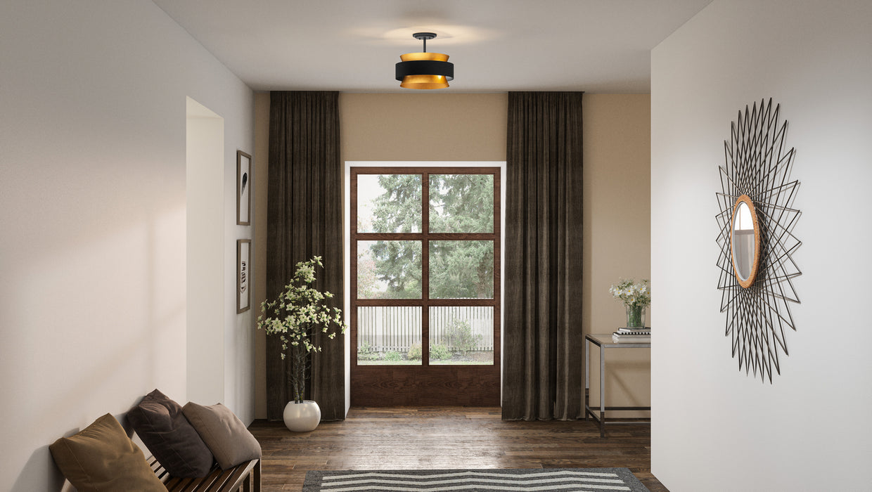Quoizel QSF5570EK Three Light Semi Flush Mount, Earth Black