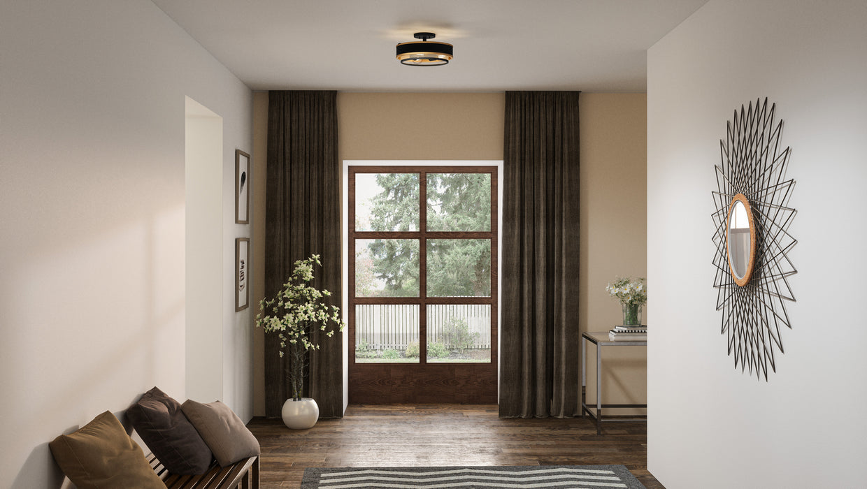 Quoizel QSF5572EK Three Light Semi Flush Mount, Earth Black