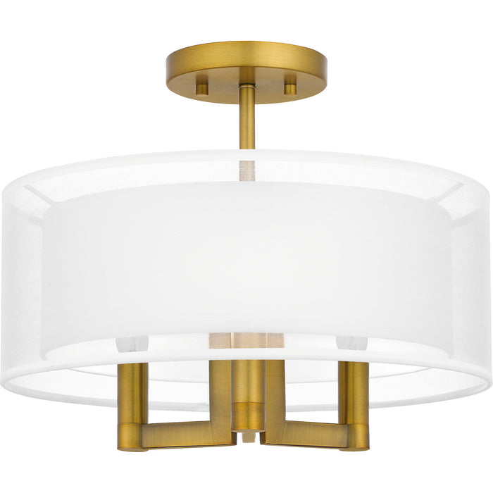 Quoizel QSF5576AB Three Light Semi Flush Mount, Aged Brass