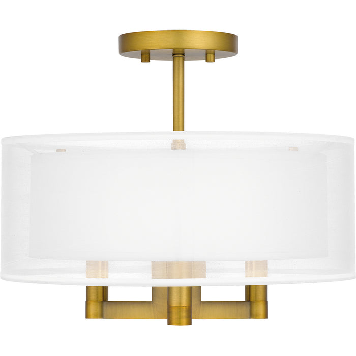 Quoizel QSF5576AB Three Light Semi Flush Mount, Aged Brass