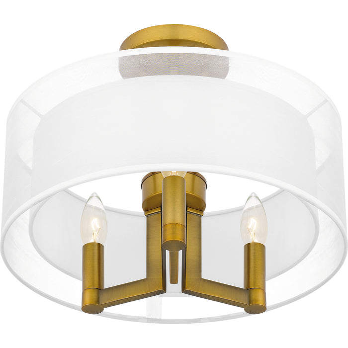 Quoizel QSF5576AB Three Light Semi Flush Mount, Aged Brass