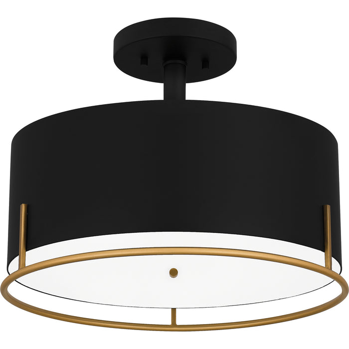 Quoizel QSF5580MBK Three Light Semi Flush Mount, Matte Black