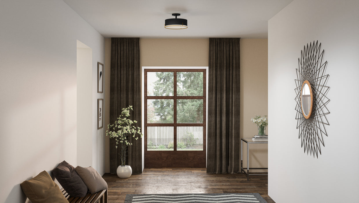Quoizel QSF5580MBK Three Light Semi Flush Mount, Matte Black