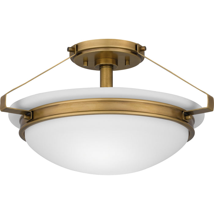 Quoizel QSF5581WS Two Light Semi Flush Mount, Weathered Brass