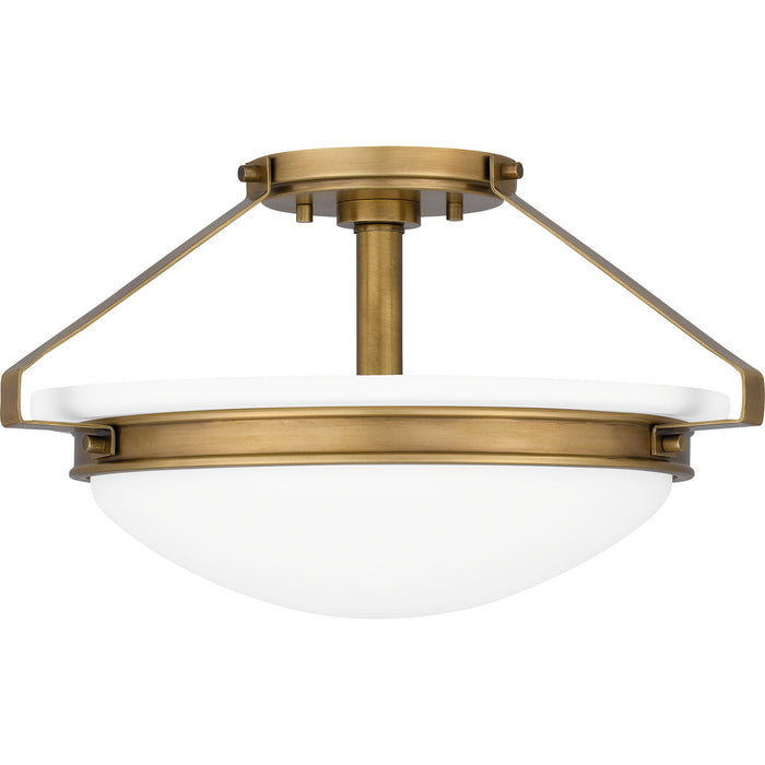 Quoizel QSF5581WS Two Light Semi Flush Mount, Weathered Brass