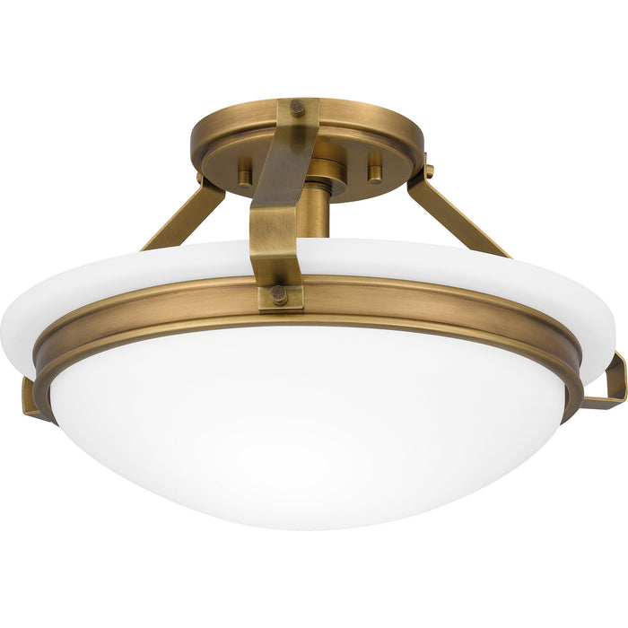 Quoizel QSF5581WS Two Light Semi Flush Mount, Weathered Brass