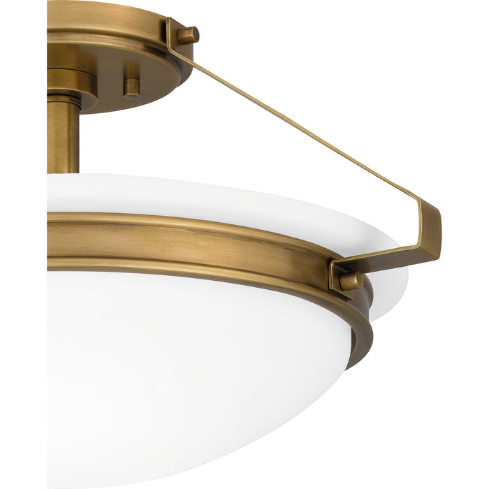 Quoizel QSF5581WS Two Light Semi Flush Mount, Weathered Brass