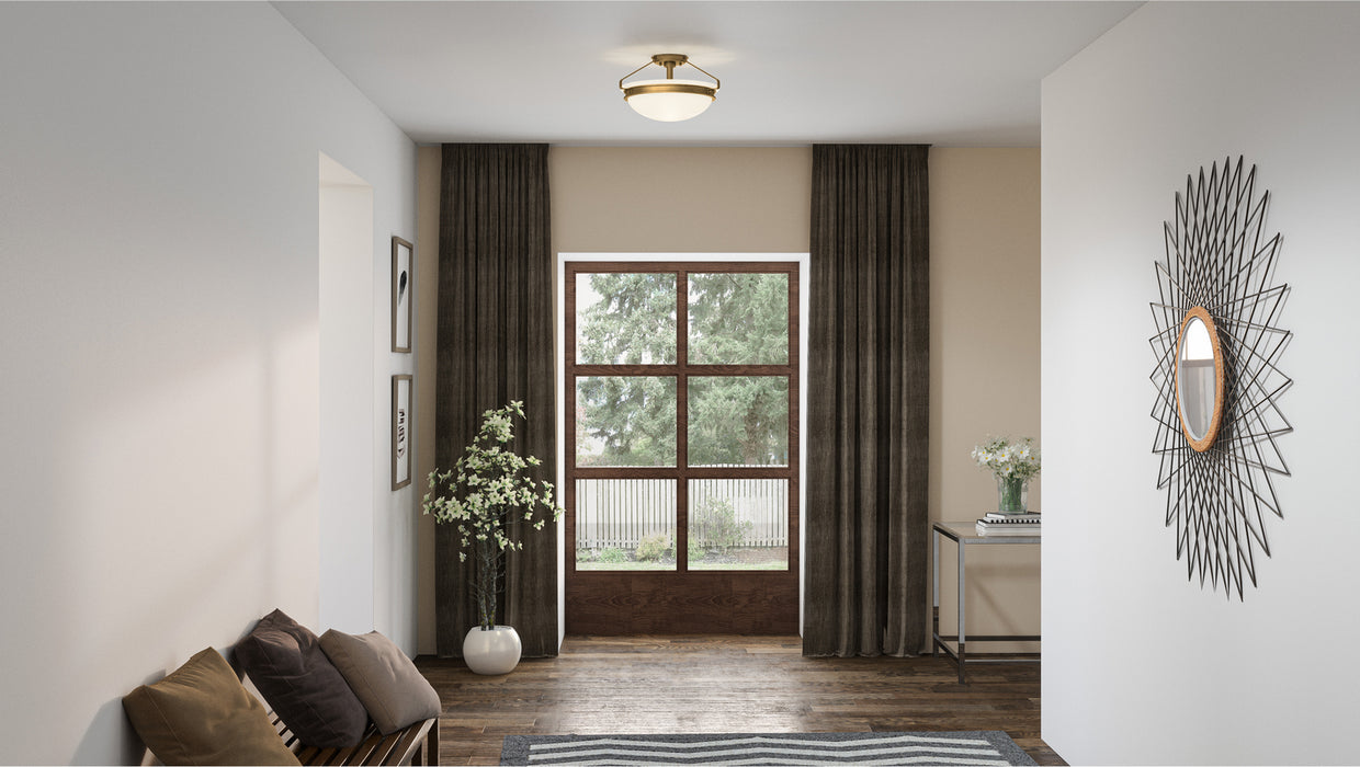 Quoizel QSF5581WS Two Light Semi Flush Mount, Weathered Brass