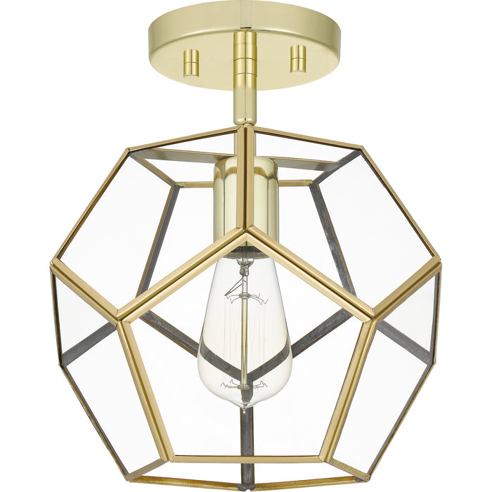 Quoizel QSF5593B One Light Semi Flush Mount, Polished Brass