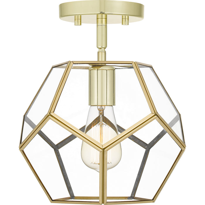 Quoizel QSF5593B One Light Semi Flush Mount, Polished Brass