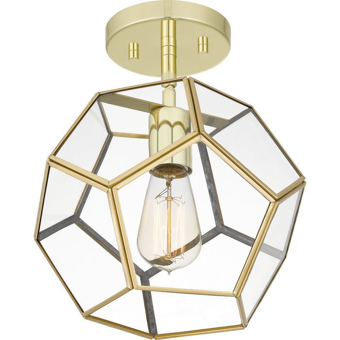 Quoizel QSF5593B One Light Semi Flush Mount, Polished Brass