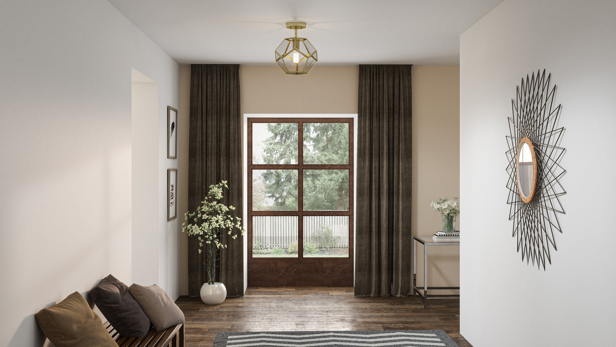 Quoizel QSF5593B One Light Semi Flush Mount, Polished Brass
