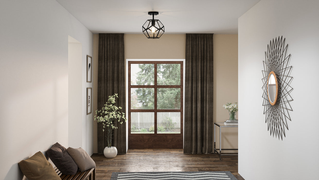 Quoizel QSF5593MBK One Light Semi Flush Mount, Matte Black