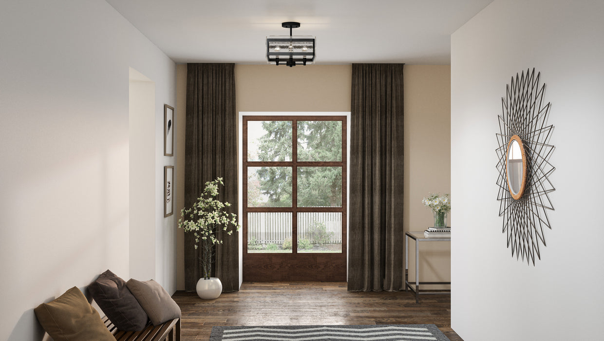 Quoizel QSF5594EK Four Light Semi-Flush Mount, Earth Black