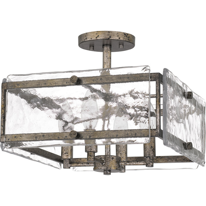 Quoizel QSF5594MM Four Light Semi-Flush Mount, Mottled Silver