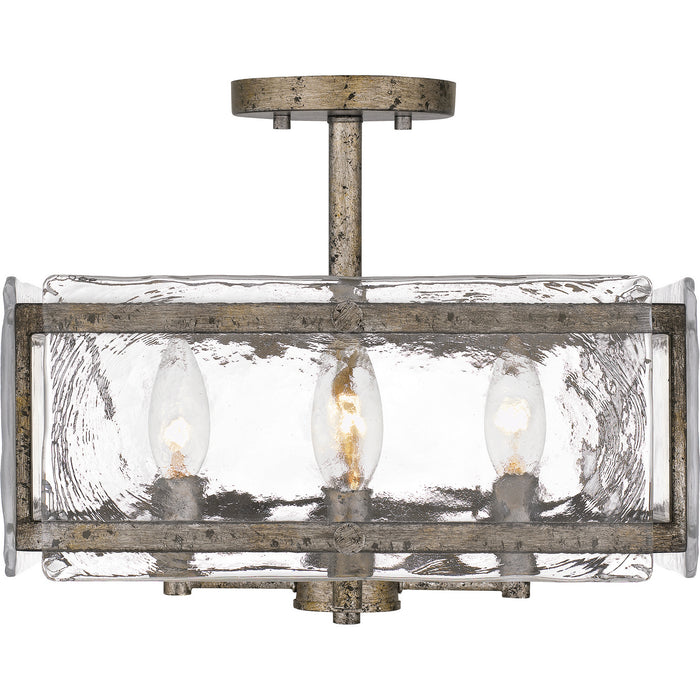 Quoizel QSF5594MM Four Light Semi-Flush Mount, Mottled Silver