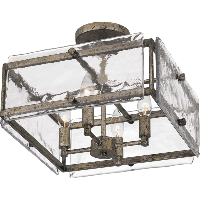 Quoizel QSF5594MM Four Light Semi-Flush Mount, Mottled Silver
