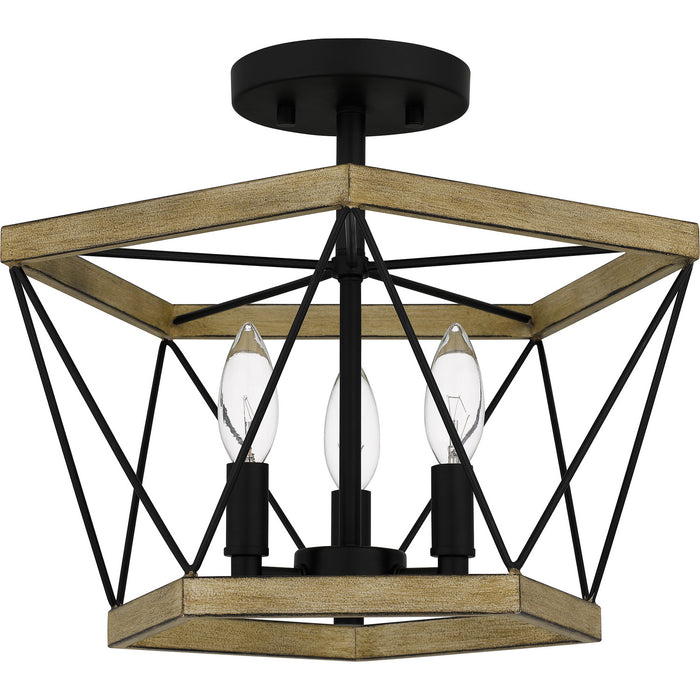 Quoizel QSF5595WA Three Light Semi Flush Mount, Whitewashed Walnut