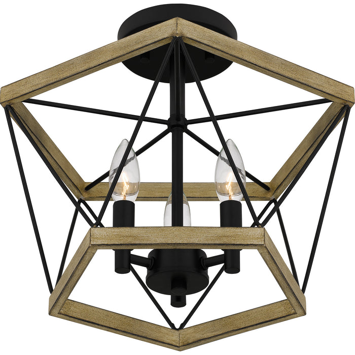 Quoizel QSF5595WA Three Light Semi Flush Mount, Whitewashed Walnut