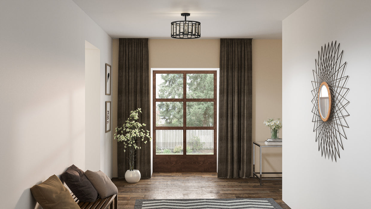 Quoizel QSF5600MBK Four Light Semi-Flush Mount, Matte Black