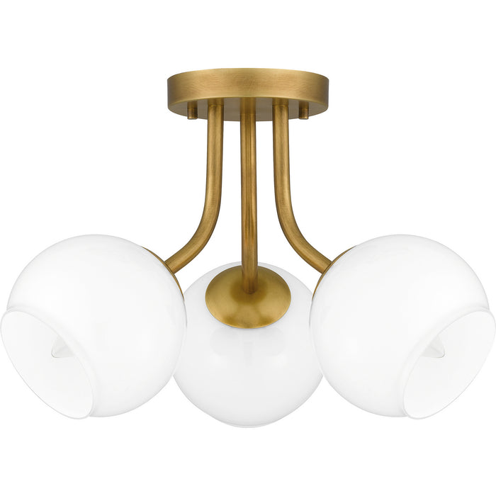 Quoizel QSF5613WS Three Light Semi Flush Mount, Weathered Brass