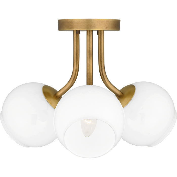 Quoizel QSF5613WS Three Light Semi Flush Mount, Weathered Brass