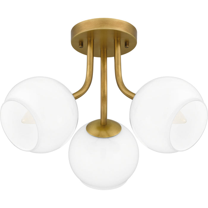 Quoizel QSF5613WS Three Light Semi Flush Mount, Weathered Brass