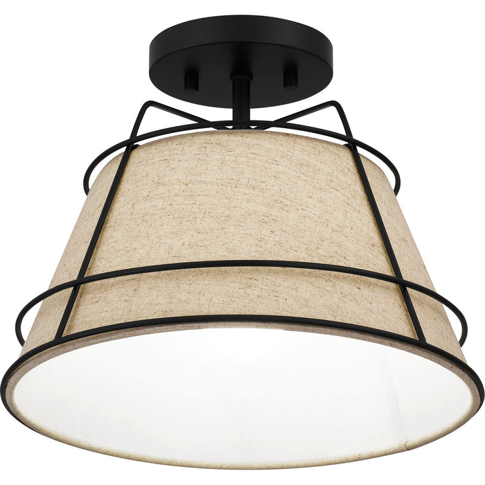 Quoizel QSF5629MBK One Light Semi Flush Mount, Matte Black
