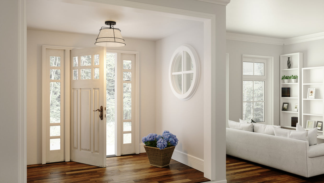 Quoizel QSF5629MBK One Light Semi Flush Mount, Matte Black