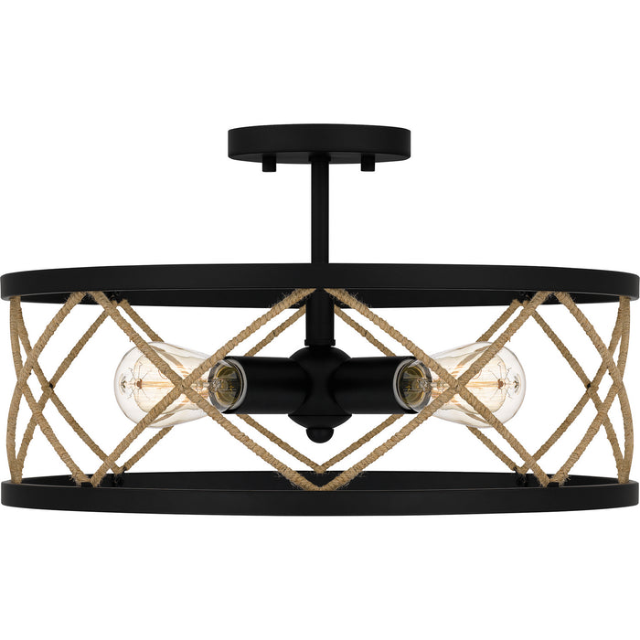 Quoizel QSF5632MBK Four Light Semi-Flush Mount, Matte Black