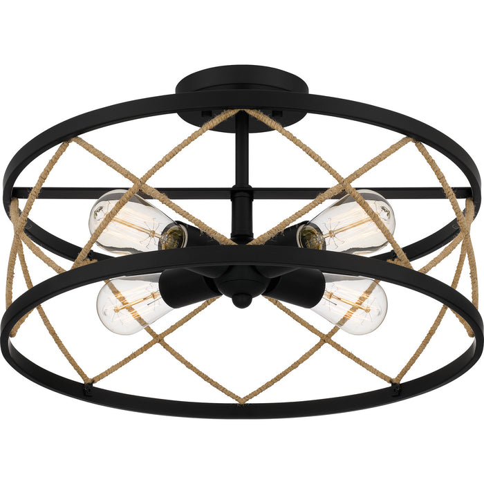 Quoizel QSF5632MBK Four Light Semi-Flush Mount, Matte Black