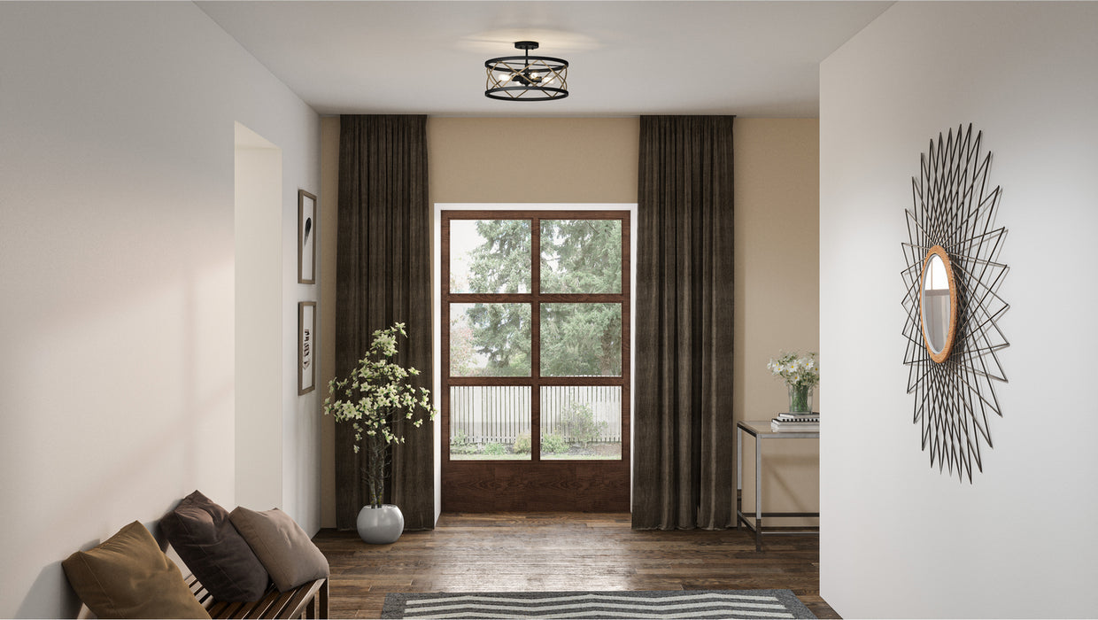 Quoizel QSF5632MBK Four Light Semi-Flush Mount, Matte Black