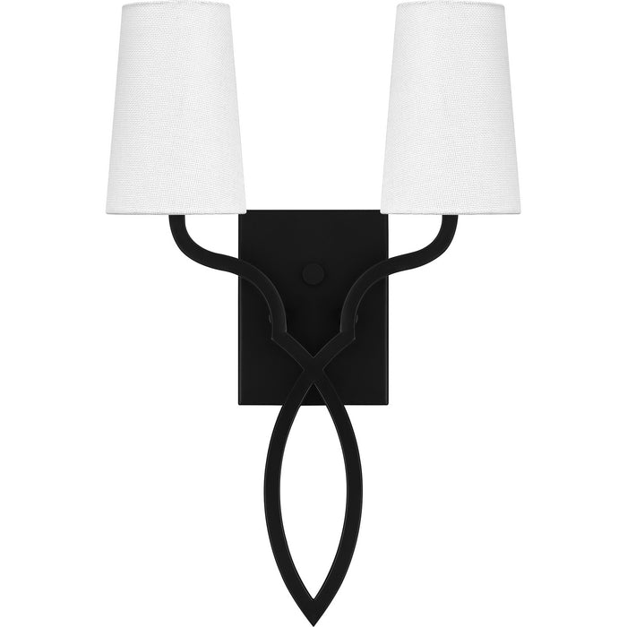 Quoizel QW16130MBK Two Light Wall Sconce, Matte Black
